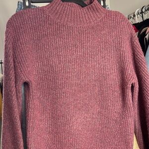 Evereve Mauve Ribbed Turtleneck Sweater